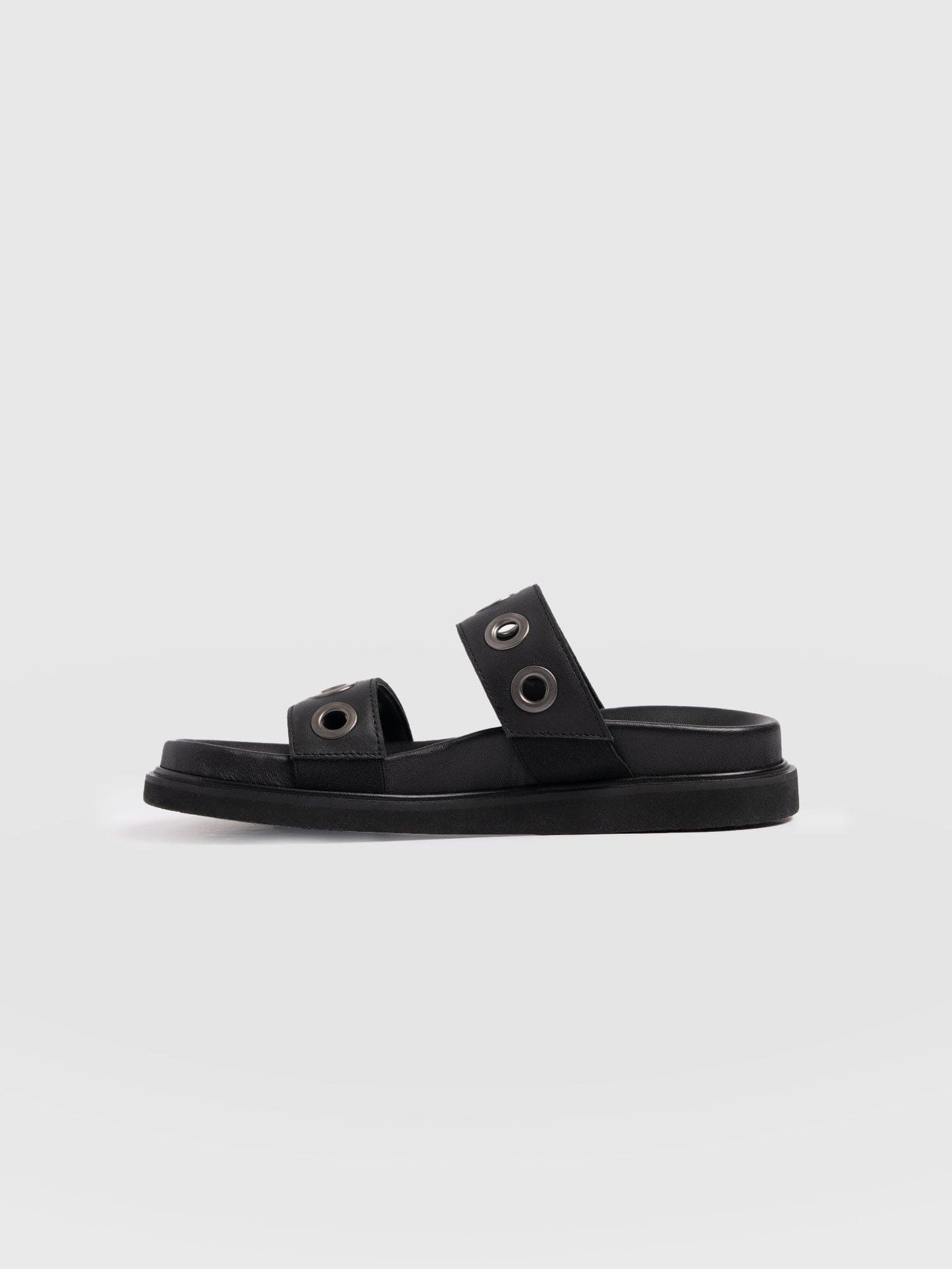 Madison Eyelet Slides - Black - Women's Shoes | Saint + Sofia® USA